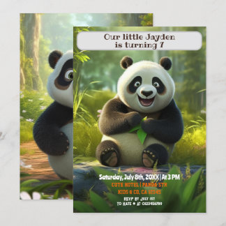 Birthday Panda Personalized Kids Name Age Invitation