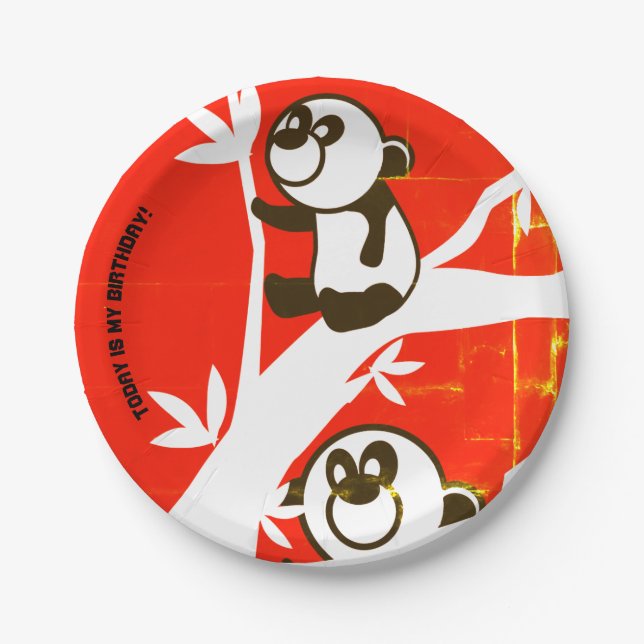 Birthday Pandas Paper Plate (Front)