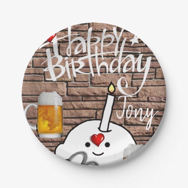 Birthday Paper Plates, Beer Paper Plate (Front)