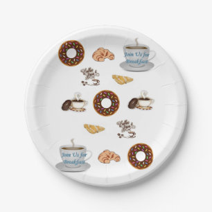 Birthday Paper Plates, Coffee Doughnuts Paper Plate