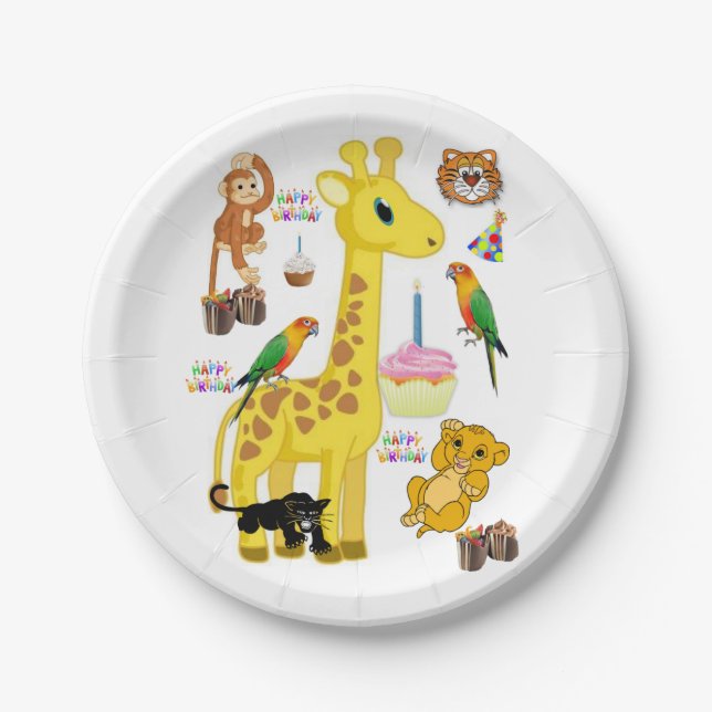 Birthday Paper Plates, Giraffe Plate (Front)