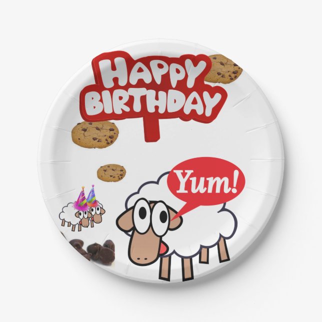 Birthday Paper Plates, Lamb Paper Plate (Front)