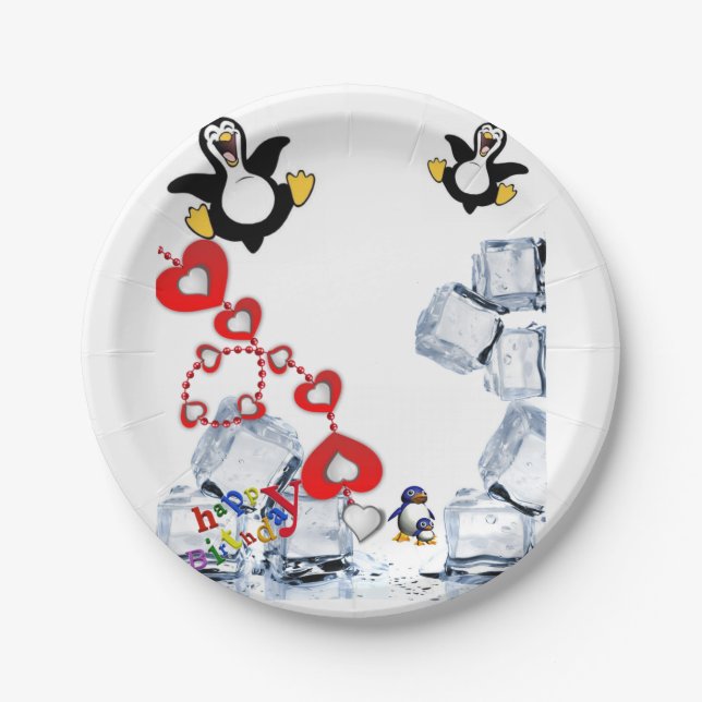 Birthday Paper Plates, Penguin Paper Plate (Front)
