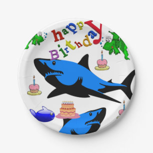 Birthday Paper Plates, Shark Paper Plate