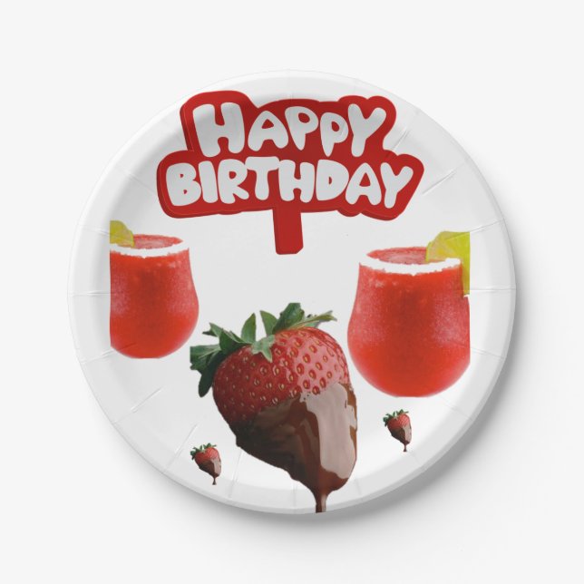 Birthday Paper Plates, Strawberry Plate (Front)