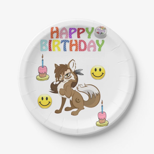 Birthday Paper Plates, Wolf Paper Plate (Front)