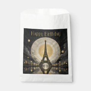 Birthday Paris Eiffel Tower Gold Deco Favour Bag