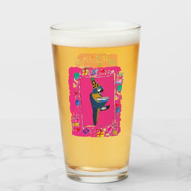 BIRTHDAY PARROTS GLASS (Front Filled)