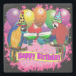 BIRTHDAY PARROTS STONE COASTER<br><div class="desc">CUTE BIRTHDAY PARROT PRODUCTS</div>