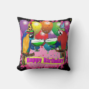 BIRTHDAY PARROTS THROW PILLOW