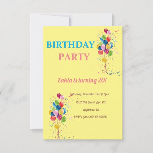 birthday part Invitation (Front)