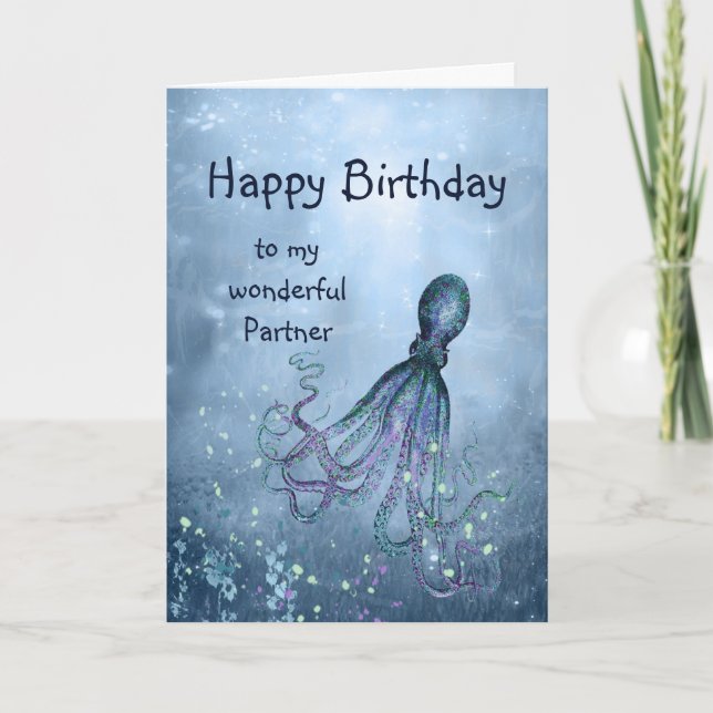 Birthday Partner Fun Romantic Octopus Hug You Card (Front)