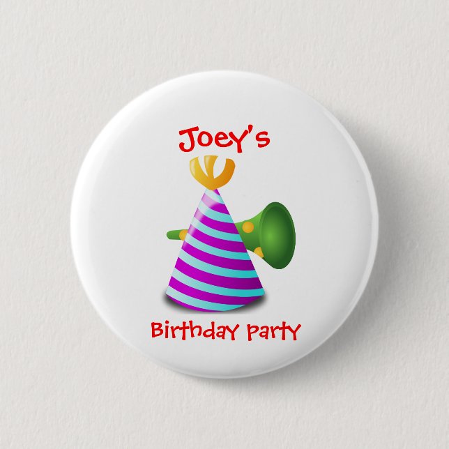 Birthday party 2 inch round button (Front)