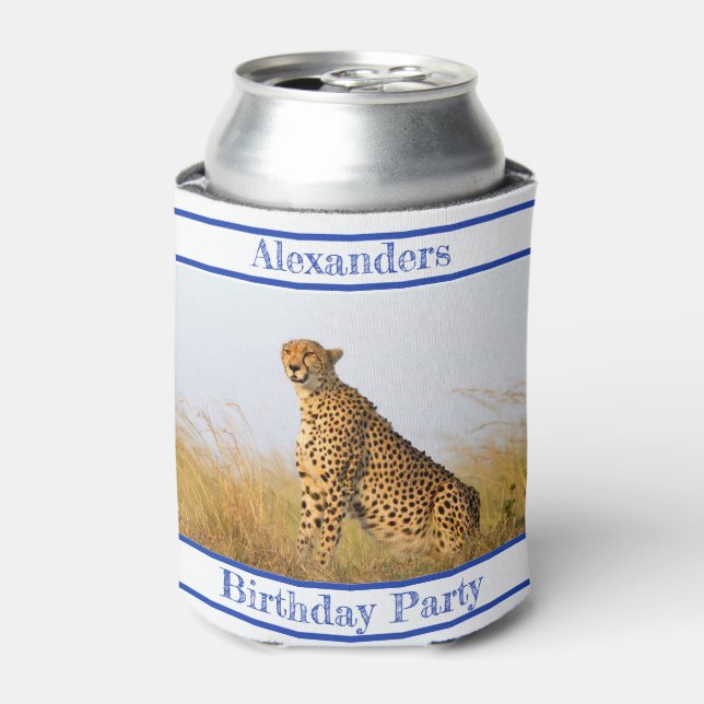 Birthday Party accessory Cheetah personalized Can Cooler (Can Front)