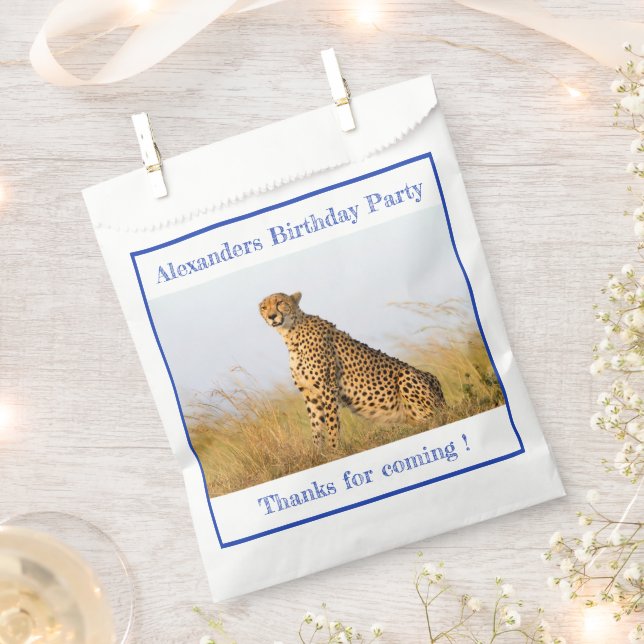 Birthday Party accessory Cheetah personalized Favour Bag (Clipped)