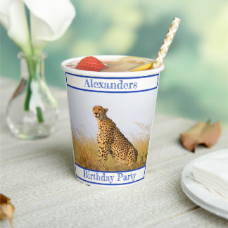 Birthday Party accessory Cheetah personalized Paper Cups