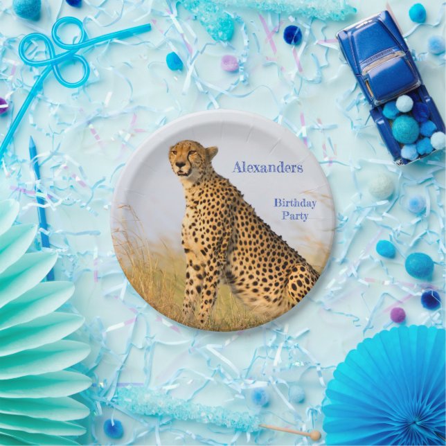 Birthday Party accessory Cheetah personalized Paper Plate (Party)