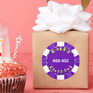 Birthday Party add age poker chip sticker
