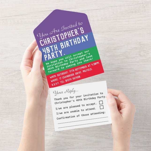 Birthday Party All In One Invitation (Tearaway)