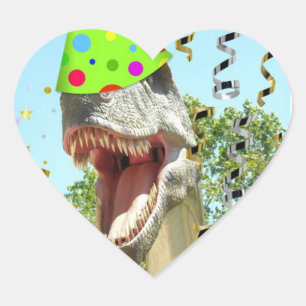 Birthday Party Animal Dinosaur Heart Sticker