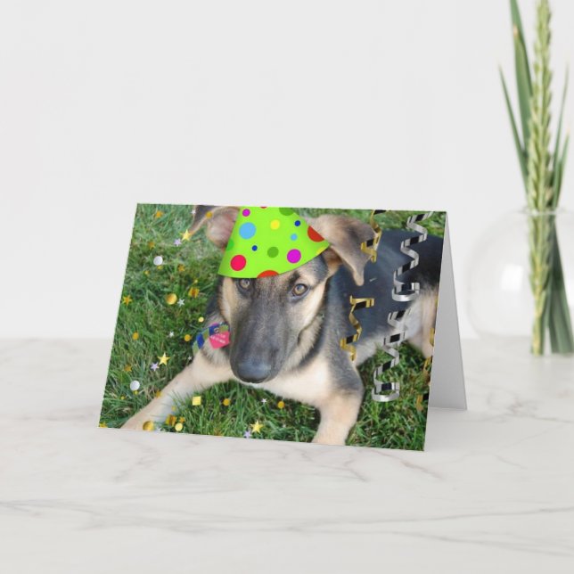 Birthday Party Animal German Shepherd Card (Front)