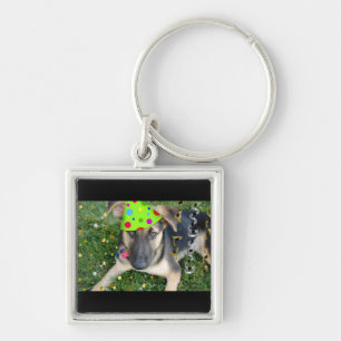Birthday Party Animal German Shepherd Keychain