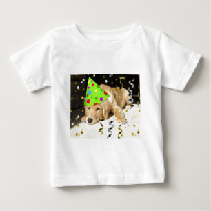 Birthday Party Animal Golden Retriever Baby T-Shirt