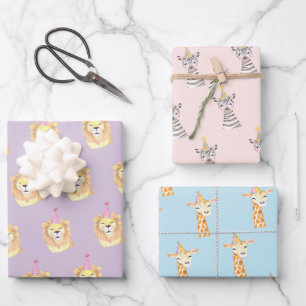 Birthday Party Animal Theme Gift Wrapping Paper