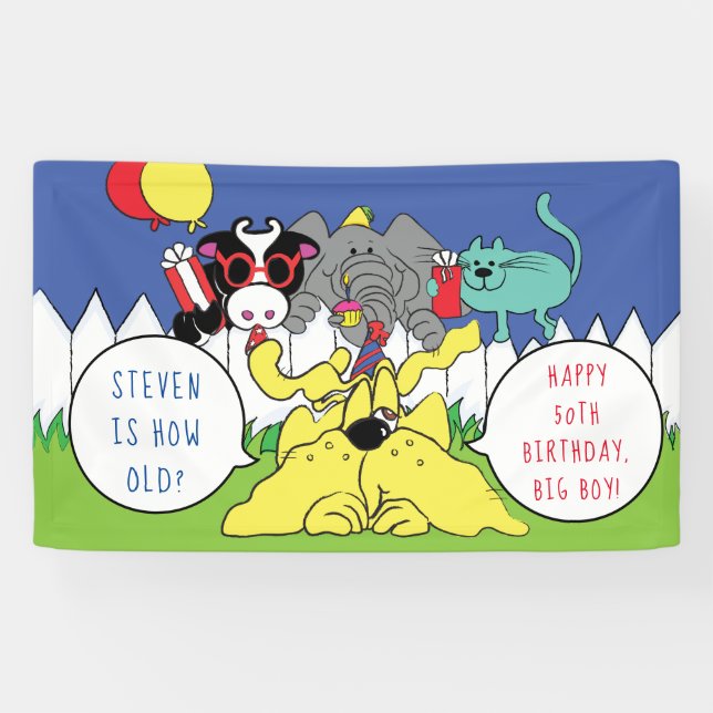 Birthday Party Animals Personalize Banner (Horizontal)