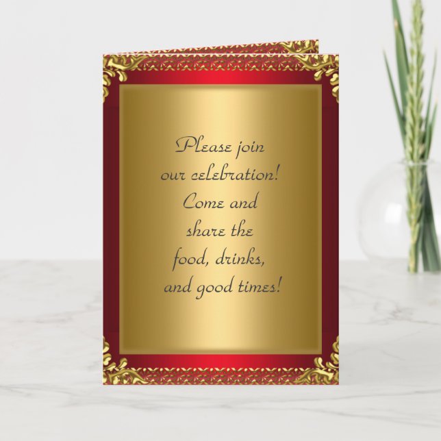 Birthday Party Announcement Royal Red (Front)