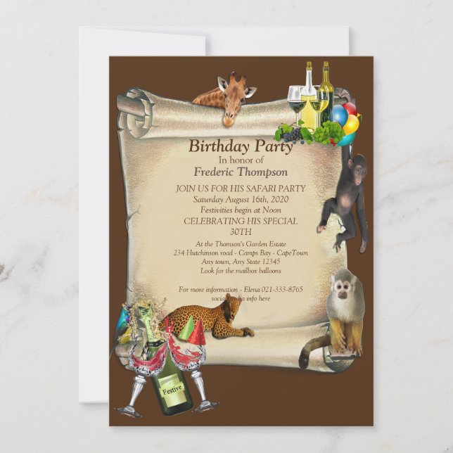 Birthday Party Announcements (Front)