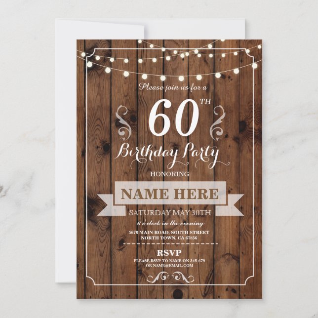 Birthday Party Any Age Rustic Wood Surprise Invite (Front)