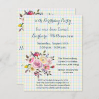 Birthday Party Any Age Watercolor Flowers