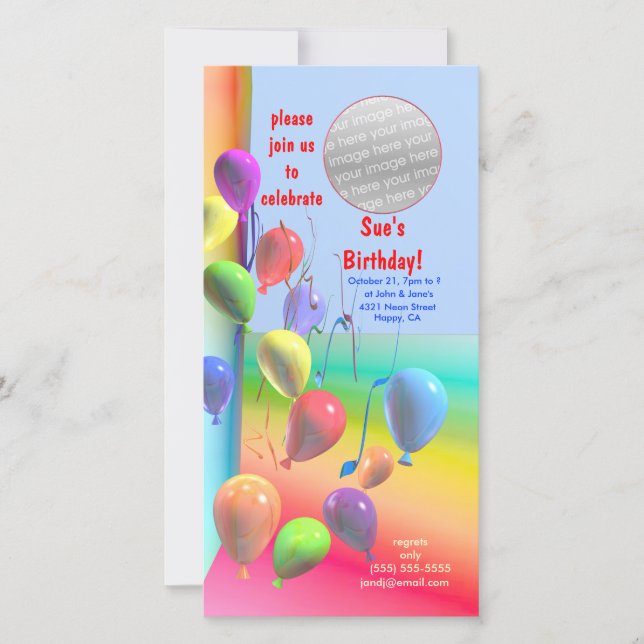 Birthday Party Balloon Wall Invitation (Front)