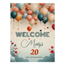 Birthday Party Balloon Welcome Poster