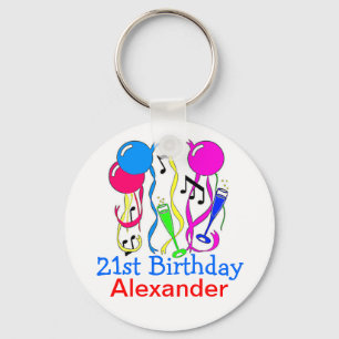 Birthday Party-Balloons 21st Personalize It! Keychain