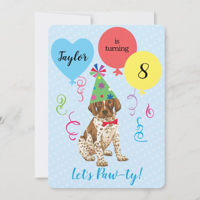 Birthday Party Balloons Borzoi Invitation (Front)