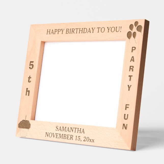 Birthday Party Balloons Cupcake 10 x 8 Photo Etched Frames (Left)