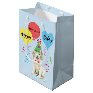 Birthday Party Balloons Great Pyrenees Medium Gift Bag
