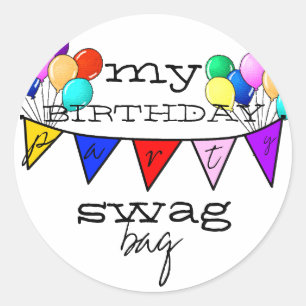 Birthday Party Balloons Guest Favour Classic Round Sticker