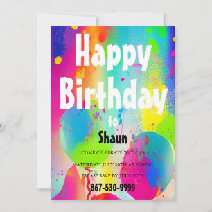 Birthday Party Balloons  Invitation