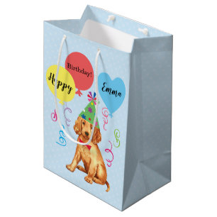 Birthday Party Balloons Irish Setter Medium Gift Bag