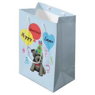 Birthday Party Balloons Scottish Terrier Medium Gift Bag