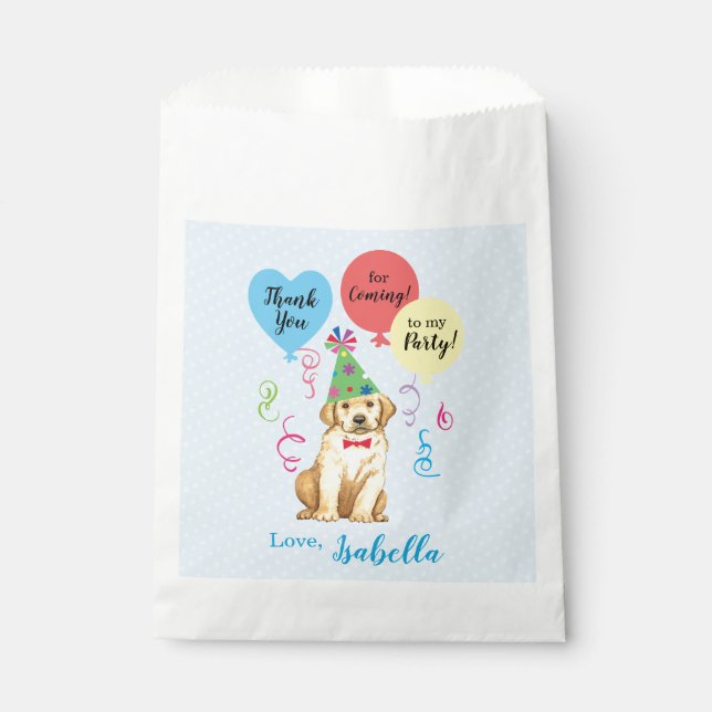 Birthday Party Balloons Yellow Lab Favour Bag (Front)