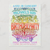 Birthday Party Band Concert Ticket Neon Retro 70s