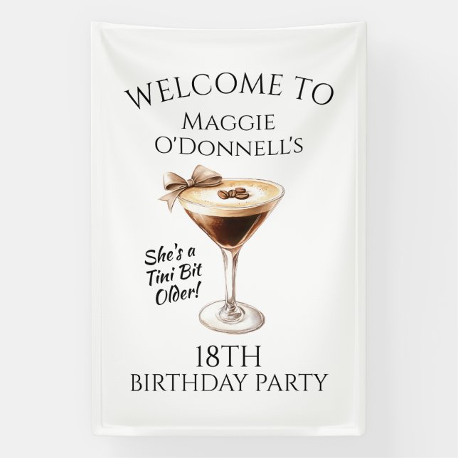 Birthday Party Banner 18th Espresso Martini (Vertical)