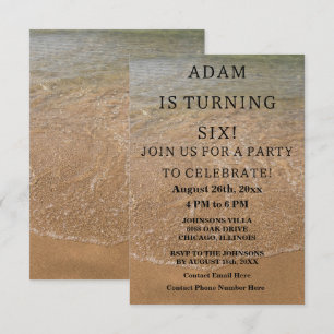 Birthday Party Beach Nautical Custom Trendy Cute Invitation