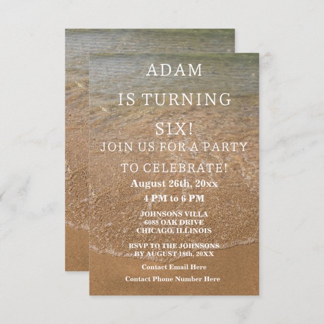 Birthday Party Beach Nautical Custom Trendy Scenic Invitation (Front/Back)