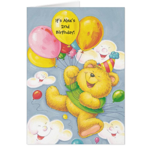 Birthday party bear customizable invitations (Front)