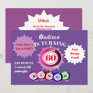 Birthday Party Bingo Theme Fun Invitation